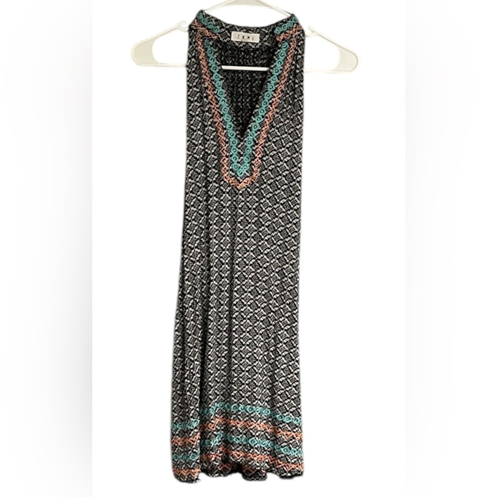 THML - Black and Teal Patterned Sleeveless Dress size xsp